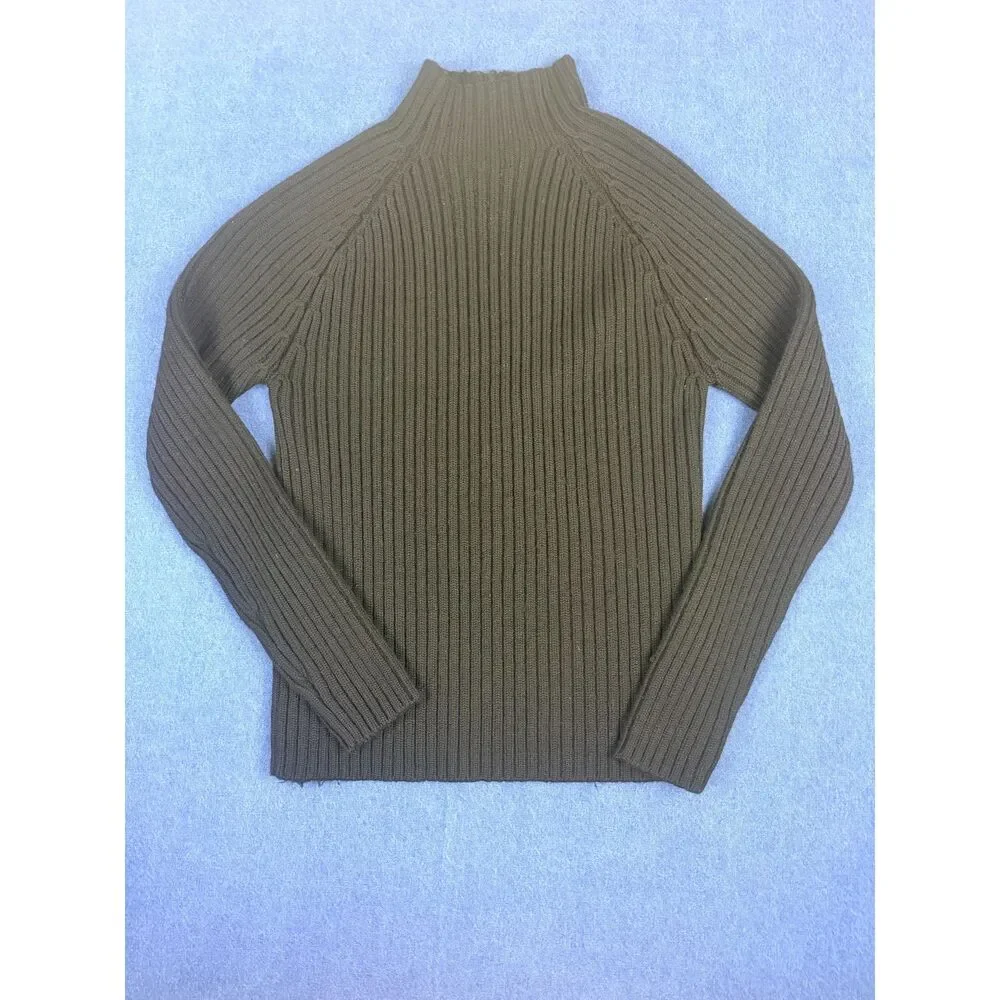 Banana Republic Women’s M Black Merino Wool Ribbed Mock Neck Sweater
